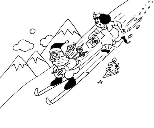 Skiing Santa Claus