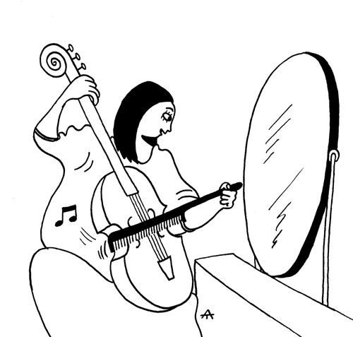 Cello player using a comb