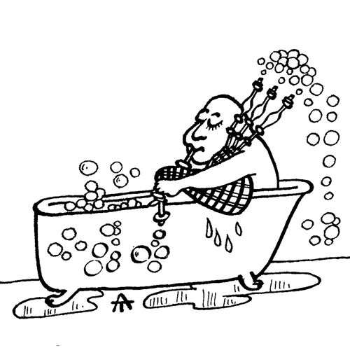 Bagpipes in the bath.