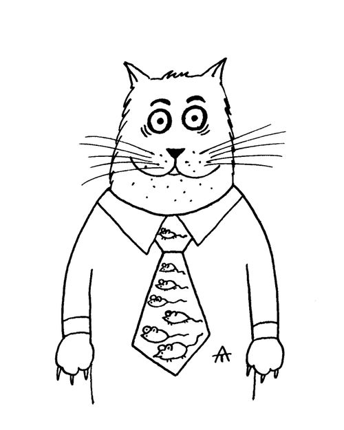 Cat with mouse tie.
