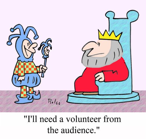"I'll need a volunteer from the audience."
