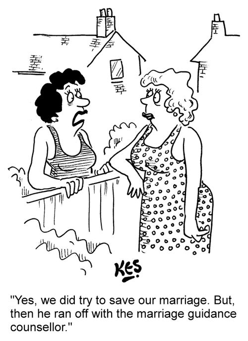 "Yes, we did try to save our marriage. But, then he ran off with the marriage guidance counsellor."