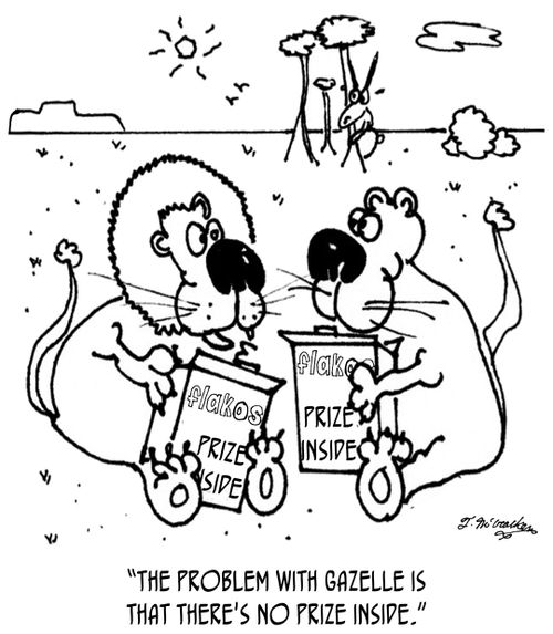 "The problem with gazelle is that there's no prize inside."