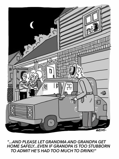 "...and please let Grandma and Grandpa get home safely... even if Grandpa is too stubborn to admit he's had too much to drink!"