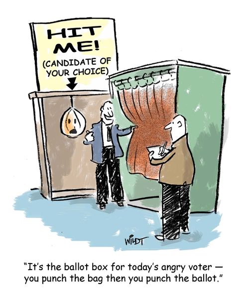 "It's the ballot box for today's angry voter - you punch the bag then you punch the ballot."