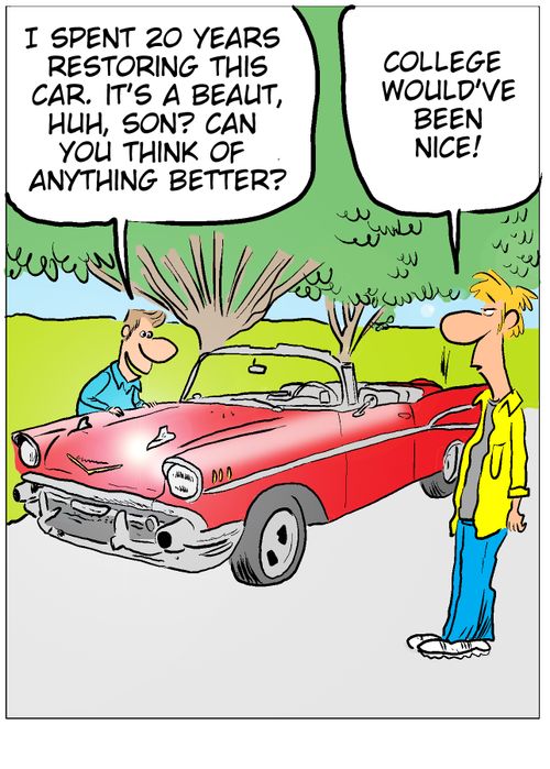 'I spent 20 years restoring this car. it's a beaut, huh, son? Can you think of anything better?'