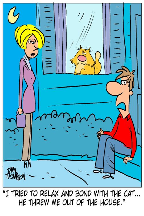 'I tried to relax and bond with the cat...He threw me out of the house.'