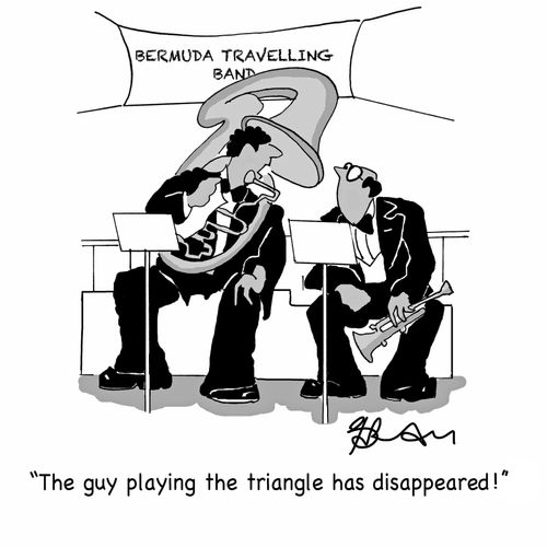 "The guy playing the triangle has disappeared."