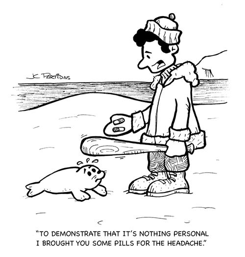 'To demonstrate that it's nothing personal I brought you some pills for the headache.'