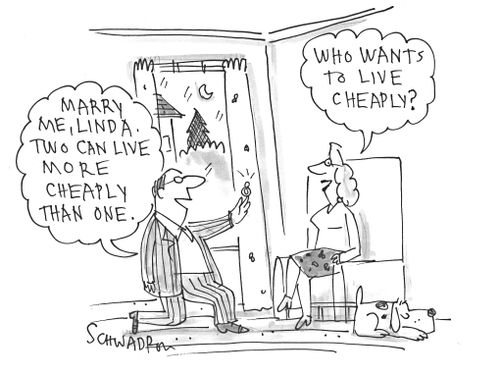 'Marry me, Linda. Two can live more cheaply than one.'