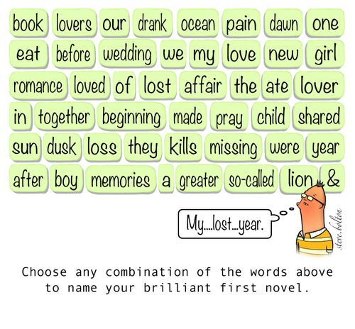 Choose any combination of the words above to name your brilliant first novel.