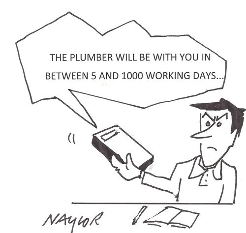 'The plumber will be with you in between 5 and 1000 working days...'