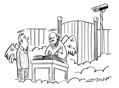 Man sees CCTV camera at gates to heaven