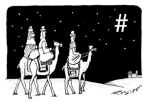Three wise men follow a hashtag