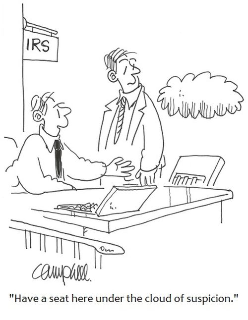 "Have a seat here under the cloud of suspicion."