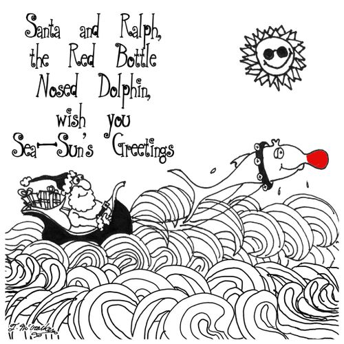 Santa and Ralph, the Red Bottle Nosed Dolphin wish you Sea-Sun's Greetings.