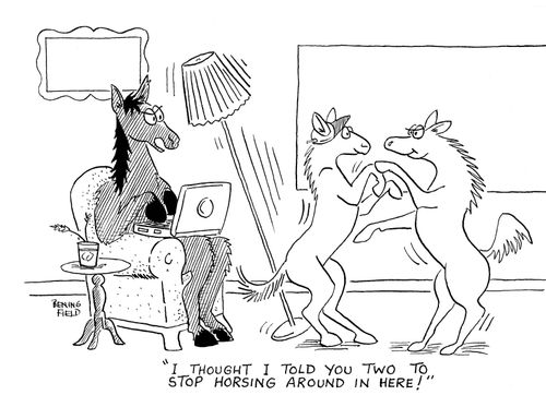 "I thought I told you two to stop horsing around in here."