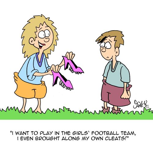 'I want to play in the girls' football team, I even brought along my own cleats!'