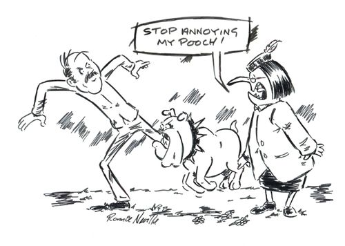"Stop annoying my pooch!"