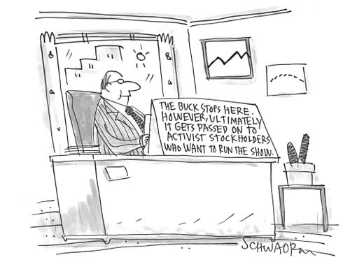 The buck stops here. However, ultimately it gets passed on to activist stockholders who want to run the show.