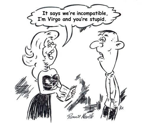 "It says we're incompatible, I'm Virgo and you're stupid."