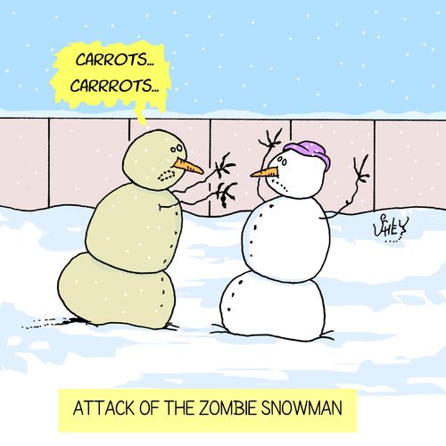 Attack of the zombie snowman.