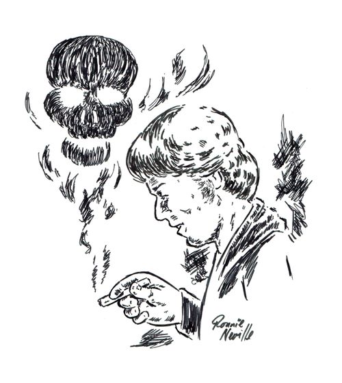 Smoke makes the shape of a skull.