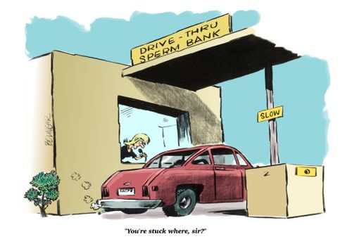 "You're stuck where, sir?"