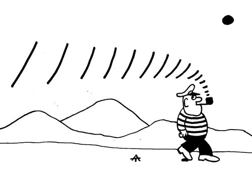Man in a stripy top makes smoke stripes.