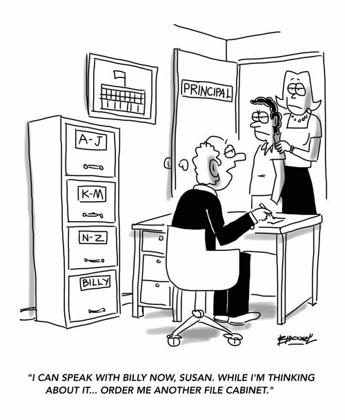 "I can speak with Billy now, Susan. While I'm thinking about it... order me another file cabinet."