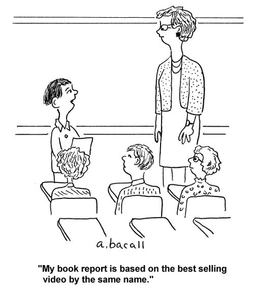 "My book report is based on the best selling video by the same name."