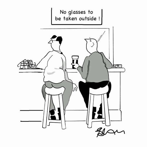No glasses to be taken outside.