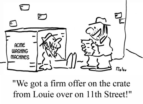 "We got a firm offer on the crate from Louie over on 11th Street."