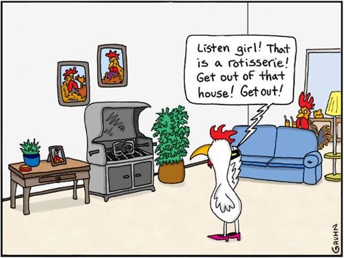 "Listen girl! That is a rotisserie! Get out of that house! Get out!"