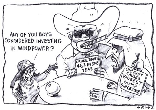 "Any of you boys considered investing in windpower?"