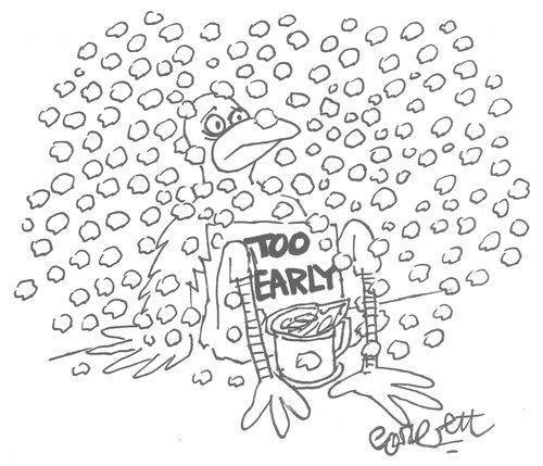 Robin panhandles in snow storm: "TOO EARLY!"