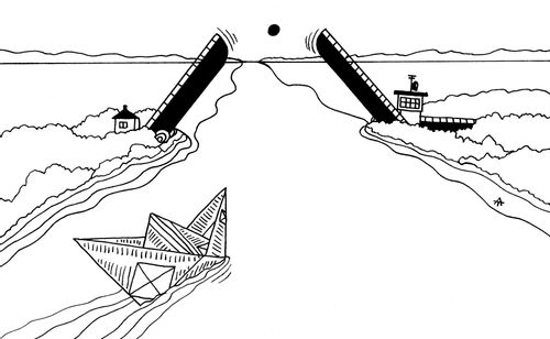 Bridge Opens for a Paper Boat 