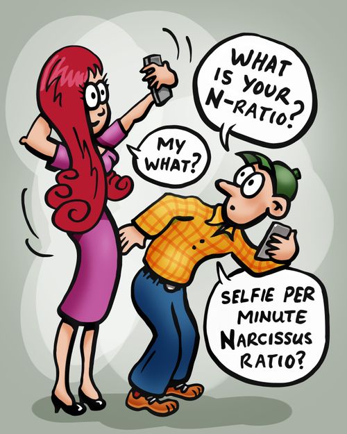 "What is your N-Ration?. . . Selfie per minute Narcissus ratio?"