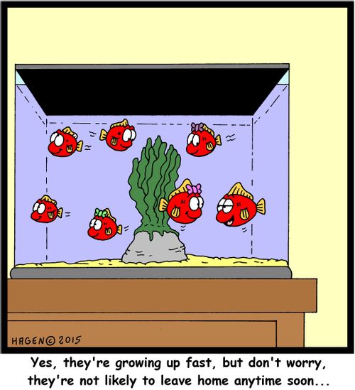 "Yes, they're growing up fast, but don't worry, they're not likely to leave home anytime soon..."