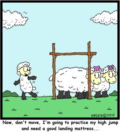 "Now, don't move, I'm going to practice my high jump and need a good landing mattress..."