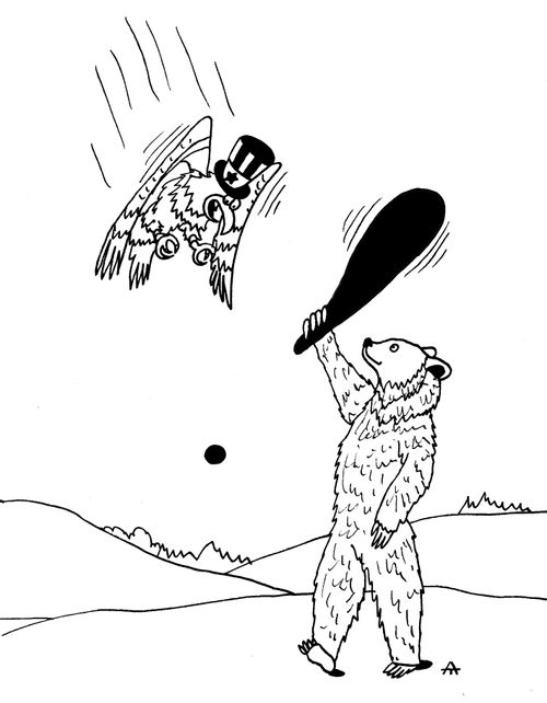 Russian bear wards of American eagle.