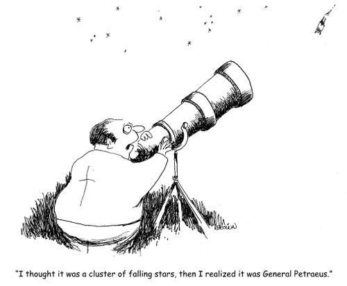 "I thought it was a cluster of falling stars, then I realized it was General Petraeus."