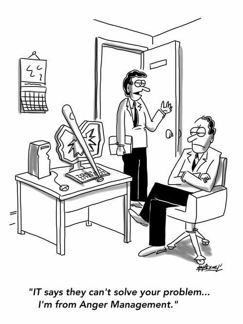 "IT says they can't solve your problem... I'm from Anger Management."