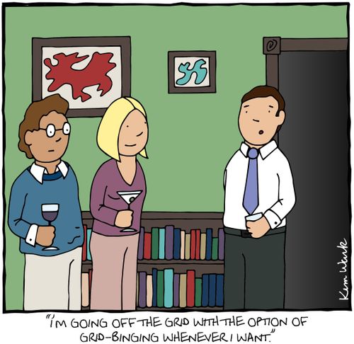 "I'm going off the grid with the option of grid-binging whenever I want."