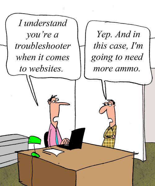 "I understand you're a troubleshooter when it comes to websites." 