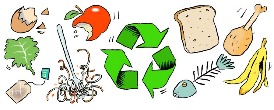 Food waste with recycling symbol
