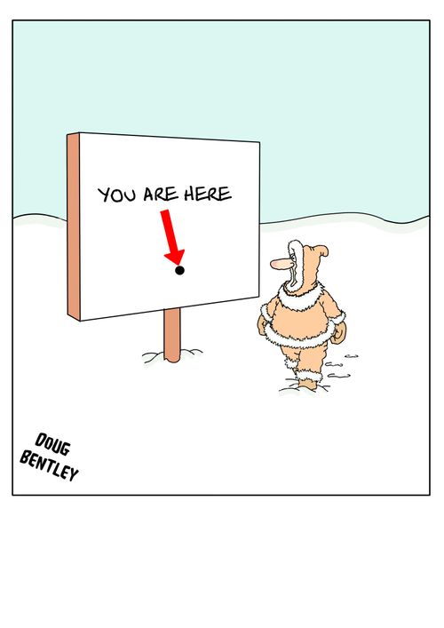 Eskimo finds directions board.