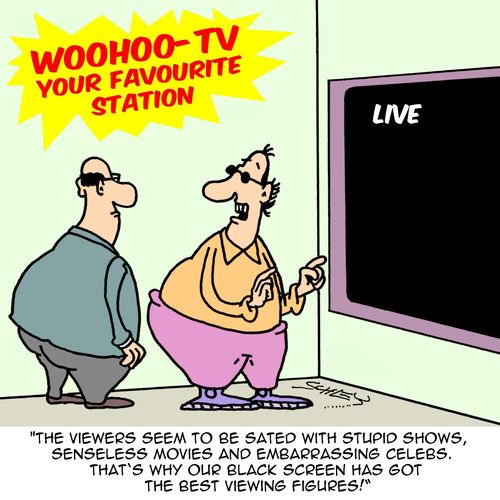 "The viewers seem to be sated with stupid shows, senseless movies and embarrassing celebs. That's why our black screen has got the best viewing figures!"