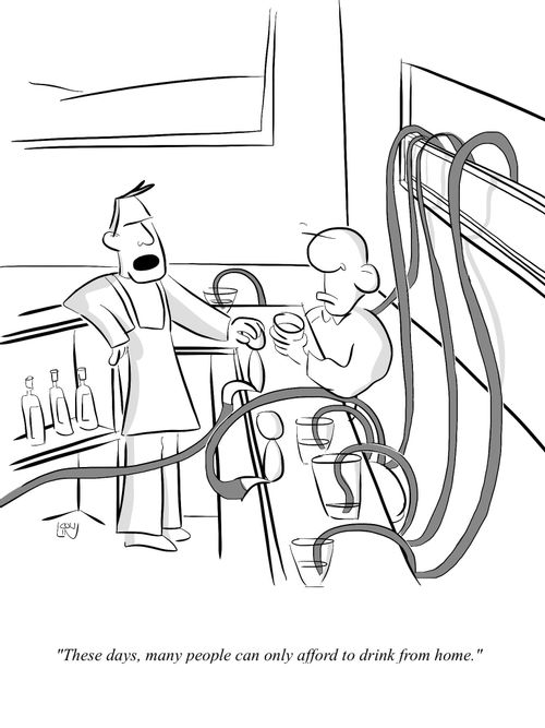 "These days, many people can only afford to drink from home."