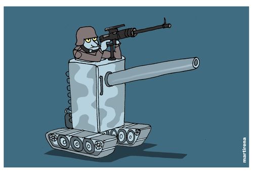 Soldier in Refrigerator Tank: Back to the Cold War.